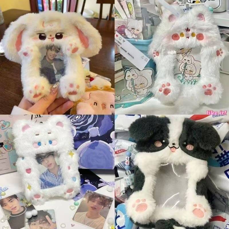 6 Estilos Porta-Cartões De Pelúcia Animal Desenho Animado Fofo Raposa Coelho Cachorrinho Foto Pequen