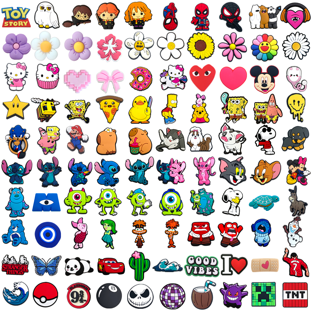 Hot 100 Estilo Sapato Encantos Decrations Bonito Anime Sandálias Fivela PVC Acessórios Botão Pinos