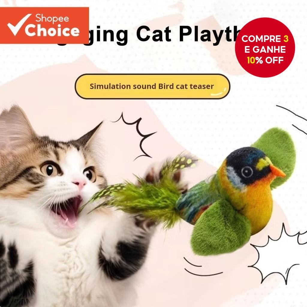 Brinquedo De Gato De Pássaro De Pelúcia Realista Com Som De Chilrp Simulação Interativa Pet Play Pen