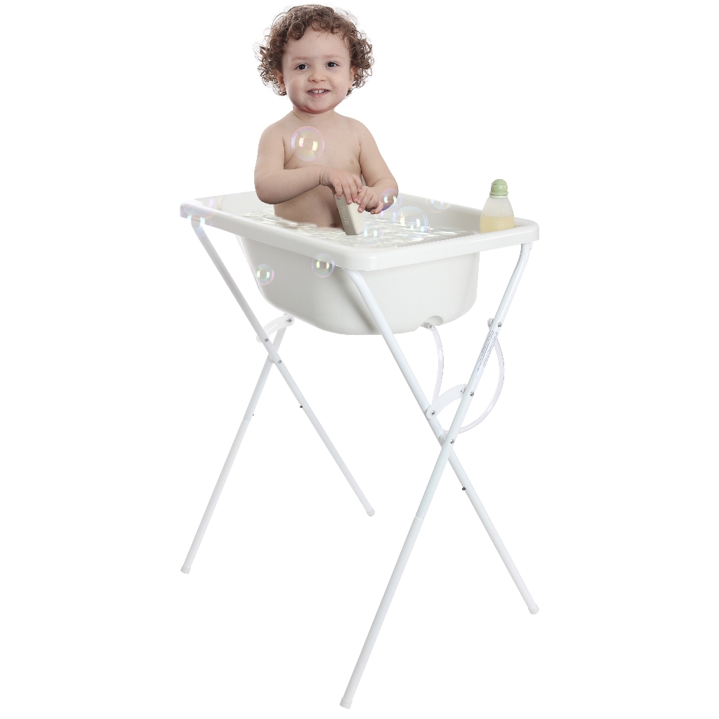 Banheira Ofurô Com Suporte Dobrável 34l Bebê Infantil Branca Resistente Barato