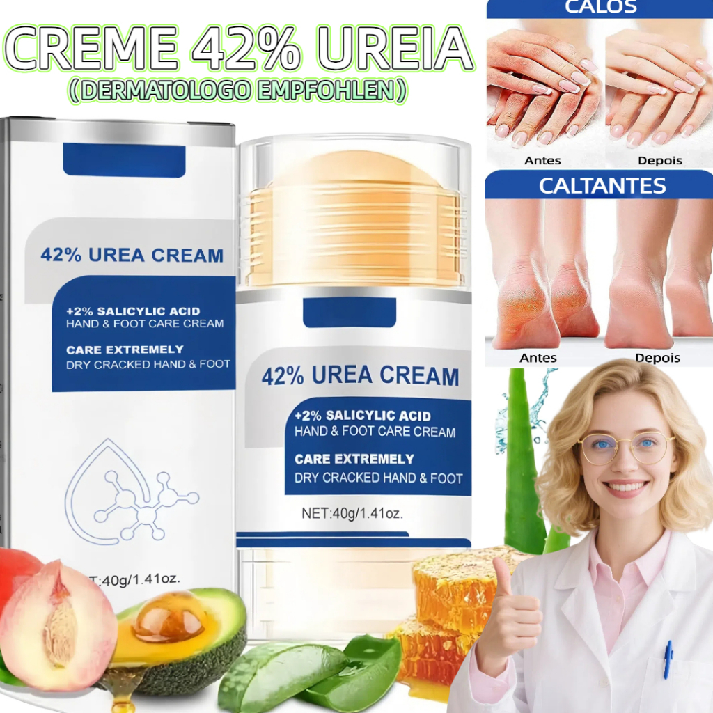 40g Tratamento Intensivo 42% Creme para Pés Secos Ureia Aloe Vera Esfoliante Suave Anti-Rachaduras e