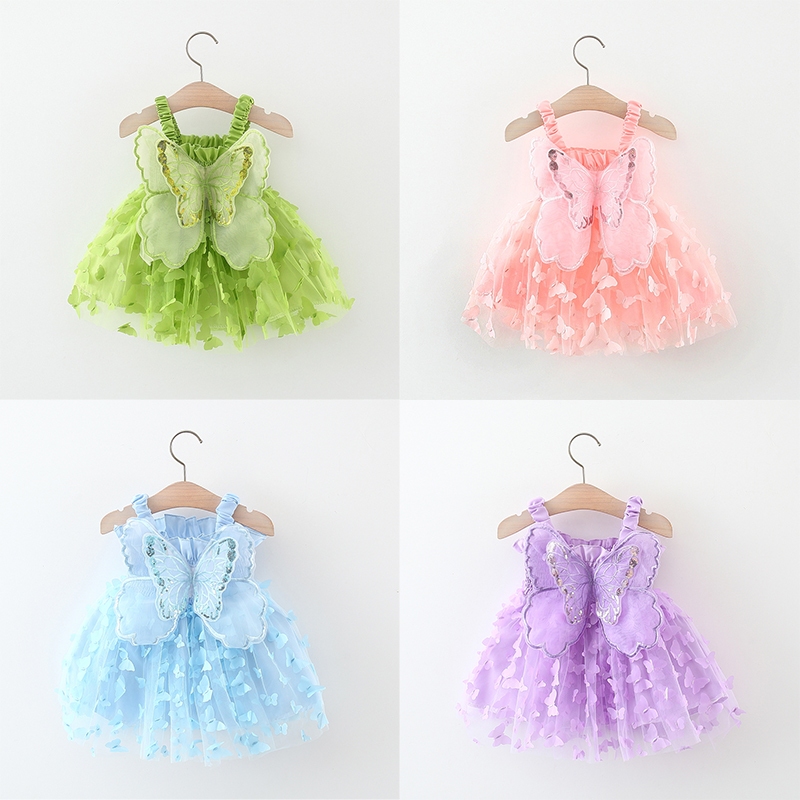Novo Vestido De Borboleta Doce Para Bebês , Roupas De Verão Crianças De 9 Meses A 3 Anos , Rosa Alad