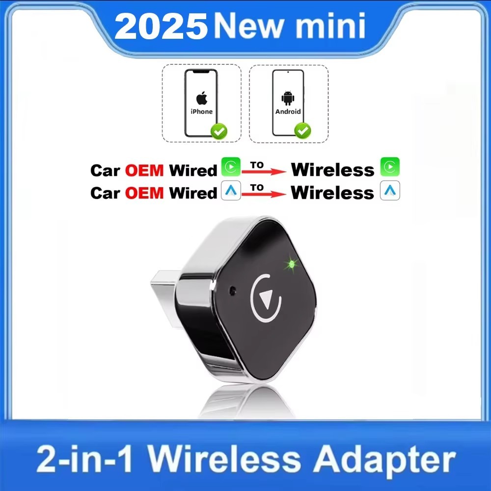 CarPlay Sem Fio Android Adaptador Automático 2 Em 1 Mini Caixa Plug E Play AI Box BT WiFi Para Carro