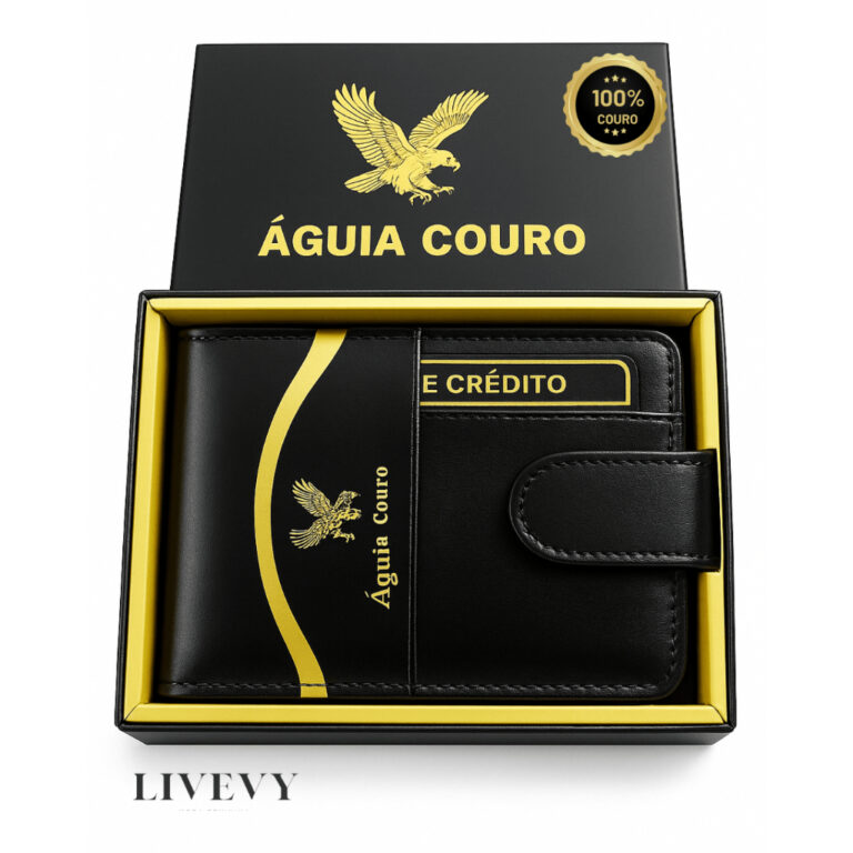 Carteira de Couro Masculina Legítimo Com Fecho Re