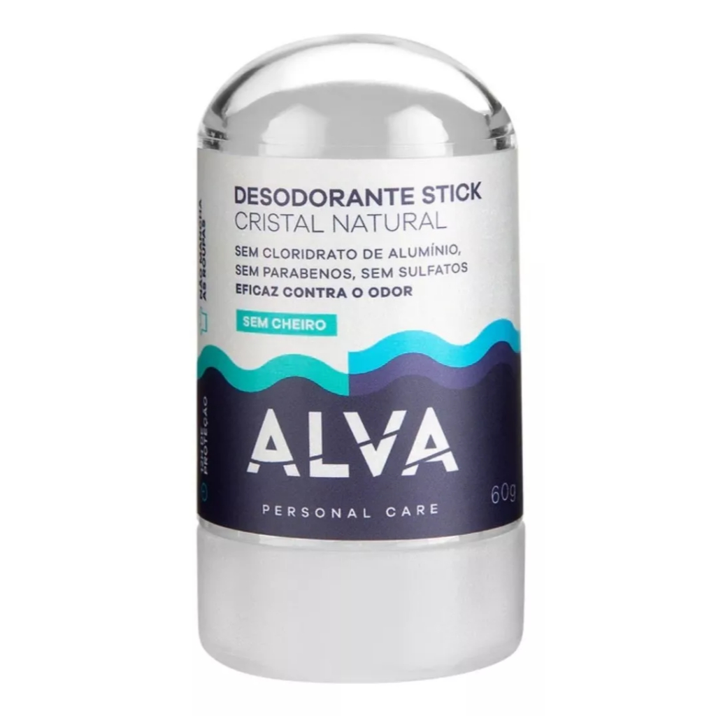Desodorante Alva Cristal 60g  Proteção 24h, Sem Perfume