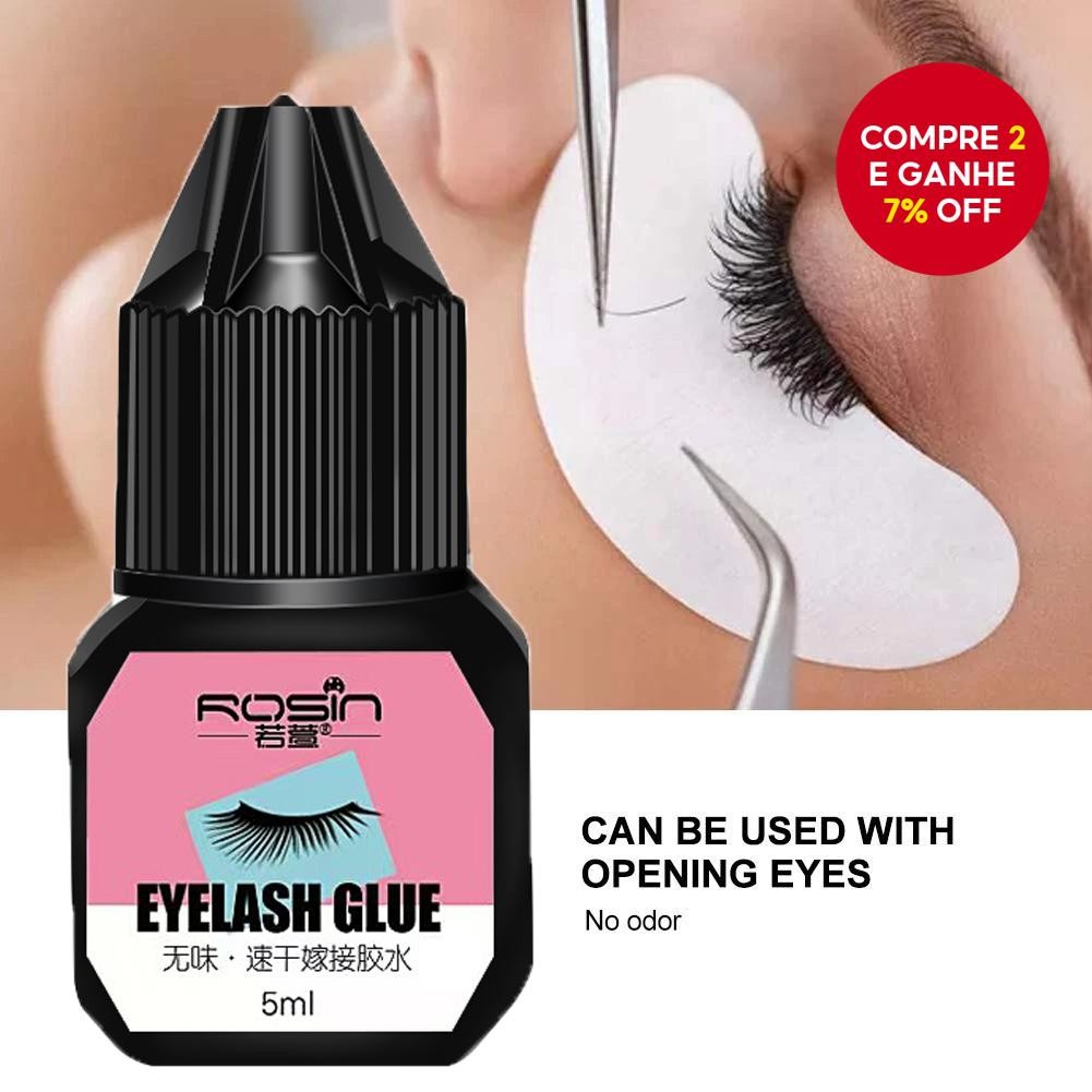 Cola Para Extensão De Cílios 5Ml Preta , Inodora , Não Irritante , Firme E De Longa Duração , Enxert