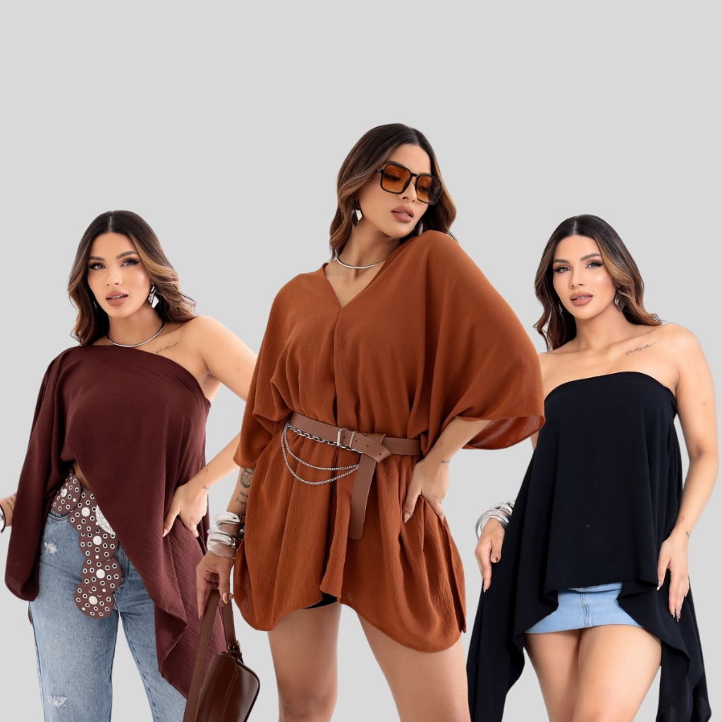 Blusa Feminina Capa Xena com Top | Várias Formas de Uso | Look Estiloso, Moda Boho Chic