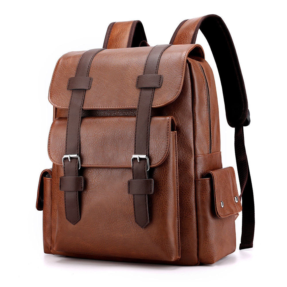Mochila Masculina Grande Capacidade para Computador – Couro PU, Viagem e Lazer, Confortável,Remessa