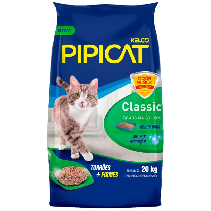 Areia Sanitária Kelco Pipicat Classic para Gatos – 20 Kg