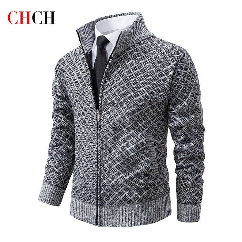 Jaqueta Masculina 2024 Nova Gola Alta Ajuste Fino Manga Longa Camisola Casual De Moda