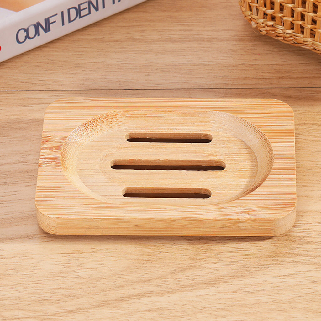 Saboneteira De Bambu Vintage-Suporte De Sabonete Rústico Para Banheiro Com Drenagem , Bandeja De Mad