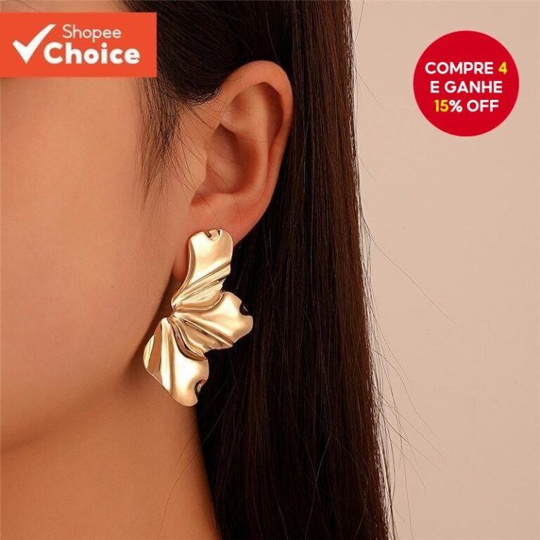 Brincos De Flor Dourada Vintage : Design Minimalis