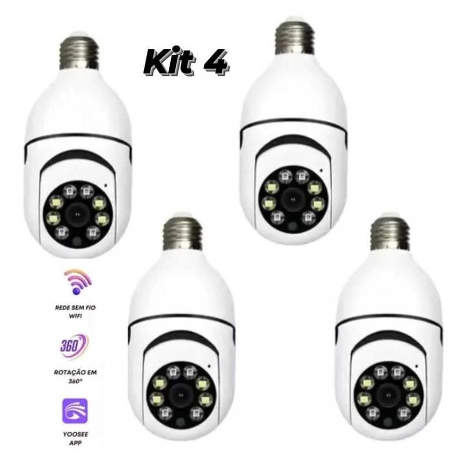 2025 Novo Kit 4 Câmera De Segurança À Prova Dágua App Yousee Full HD Visão Noturna