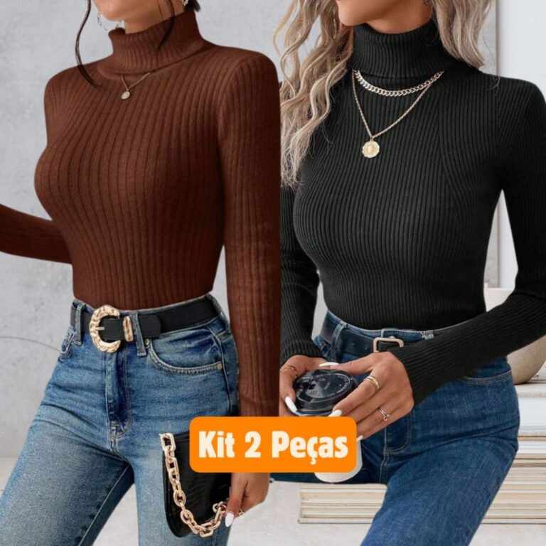 KIt 2 Blusas Feminina Cacharrel Tricot Básica Su