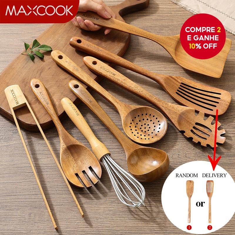 Conjunto De Utensílios De Madeira MAXCOOK 8 Peças De Concha De Espátula Cozinha Para Cozinhar Presen