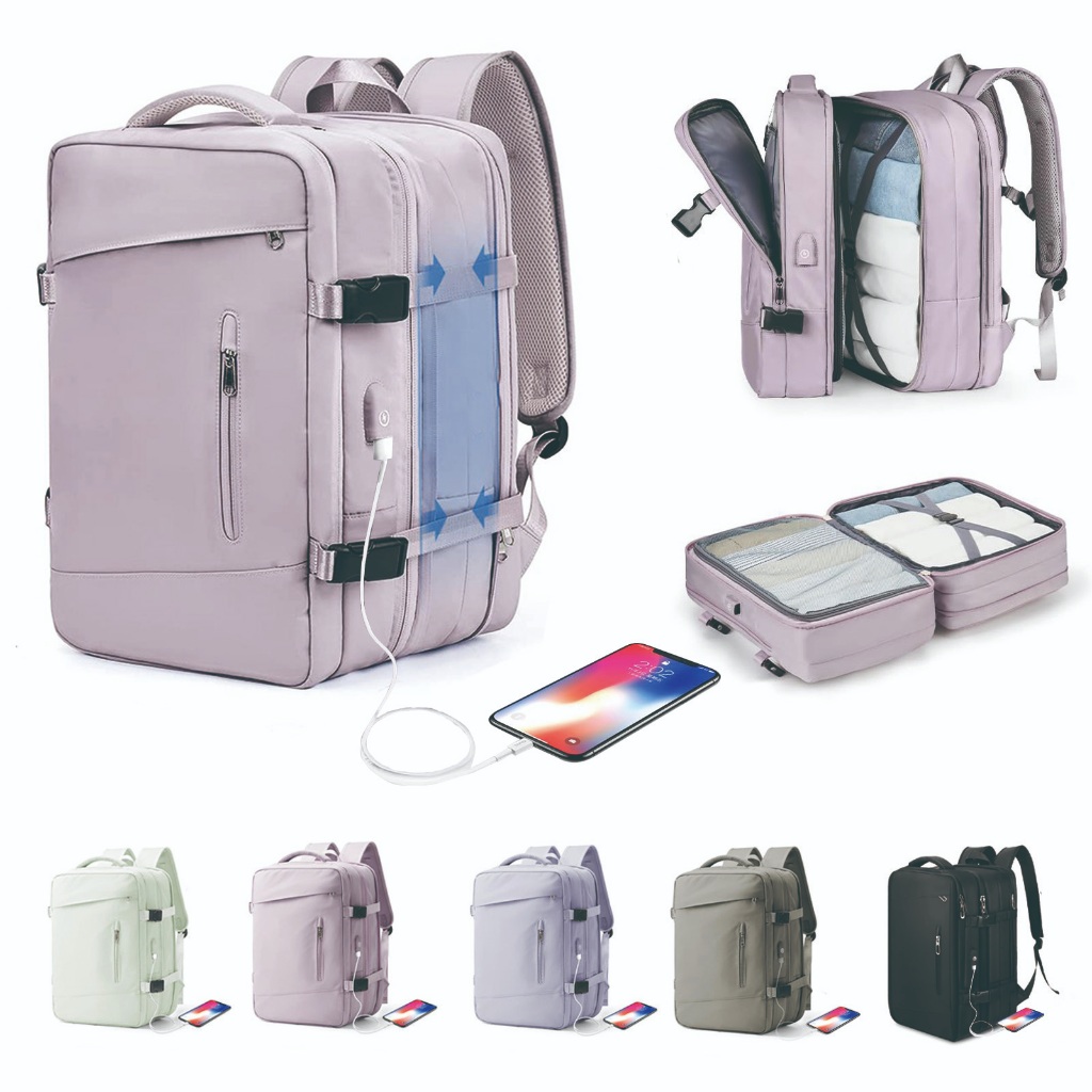 Mochila De Viagem USB Masculina E Feminina À Prova Dágua Reforçada Expansível Para Laptop