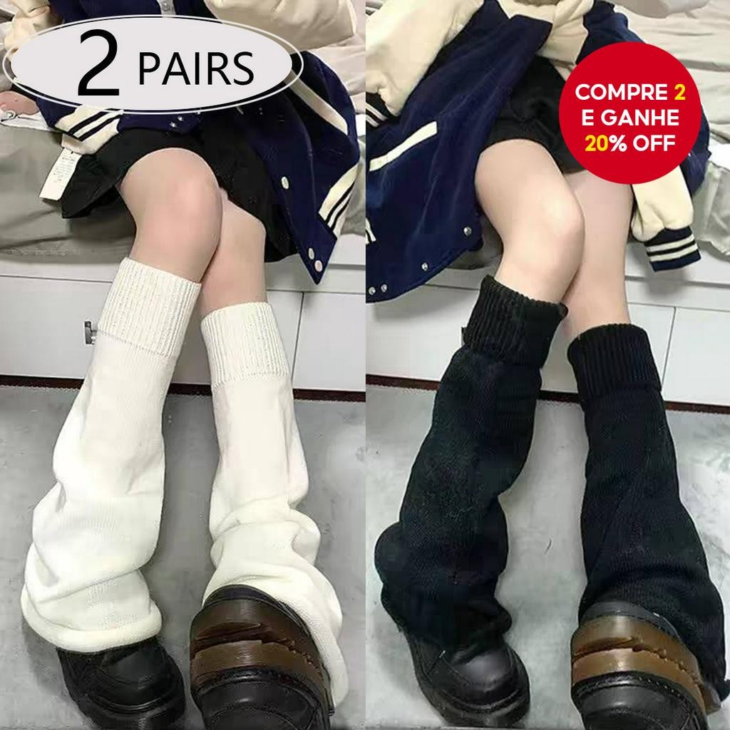 1/2 Par De Meias Japonesas JK Y2K  Polainas Largas Na Altura Da Panturrilha Para Mulheres