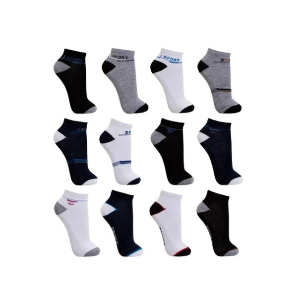 Kit 12 Pares de Meias Soquete Masculinas Cores Var