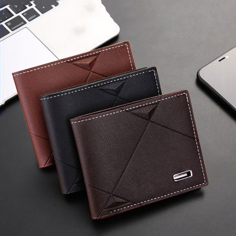 Carteira Masculina Slim Em Couro Pu – Porta Moedas E Cartões Casual Com Vários Slots