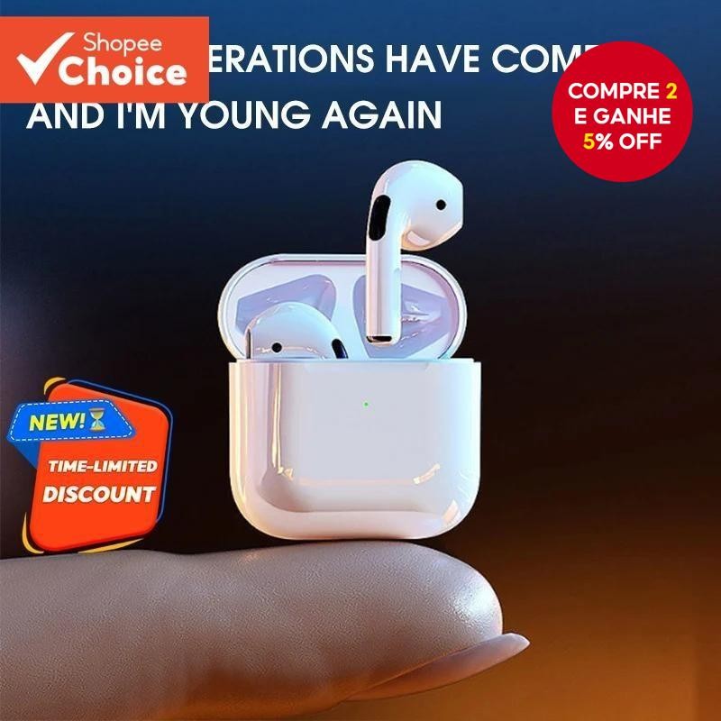 Pro 4 Fones De Ouvido TWS Sem Fio Bluetooth Bateria Longa Duração Leve Portátil Com Caso Carregament