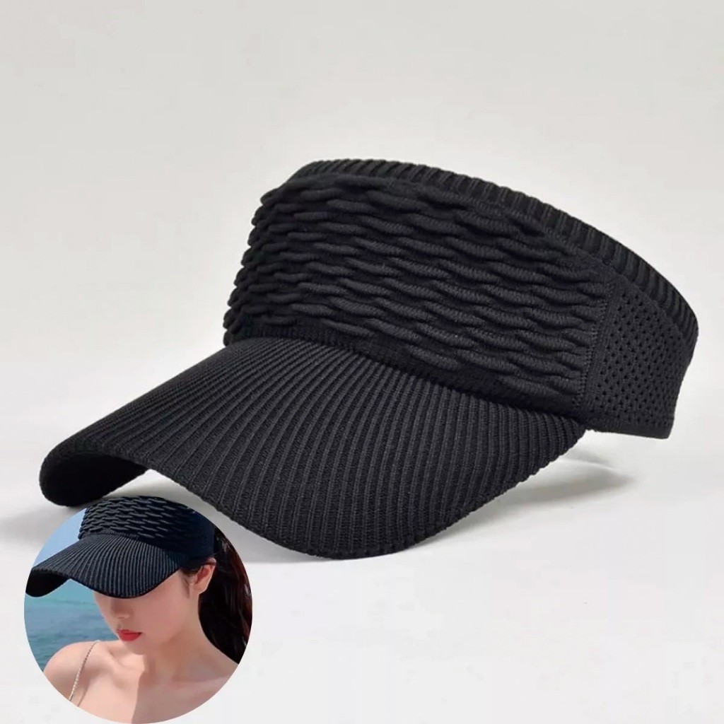 Chapéu Feminino Respirável De Cor Sólida Com Viseira E Aba Longa