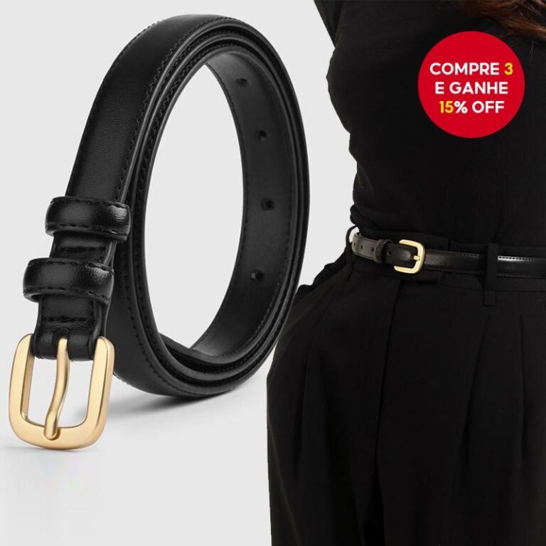 Coreano Elegante Preto Premium Couro Cinto Liga Pi