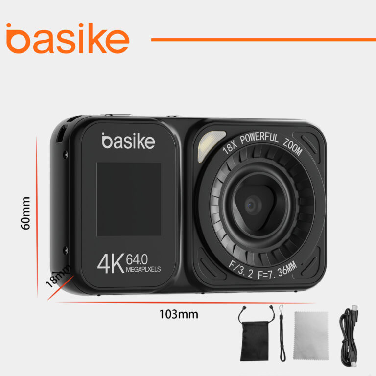 Basike Câmera Digital 64 megapixels 4K Selfie Zoo