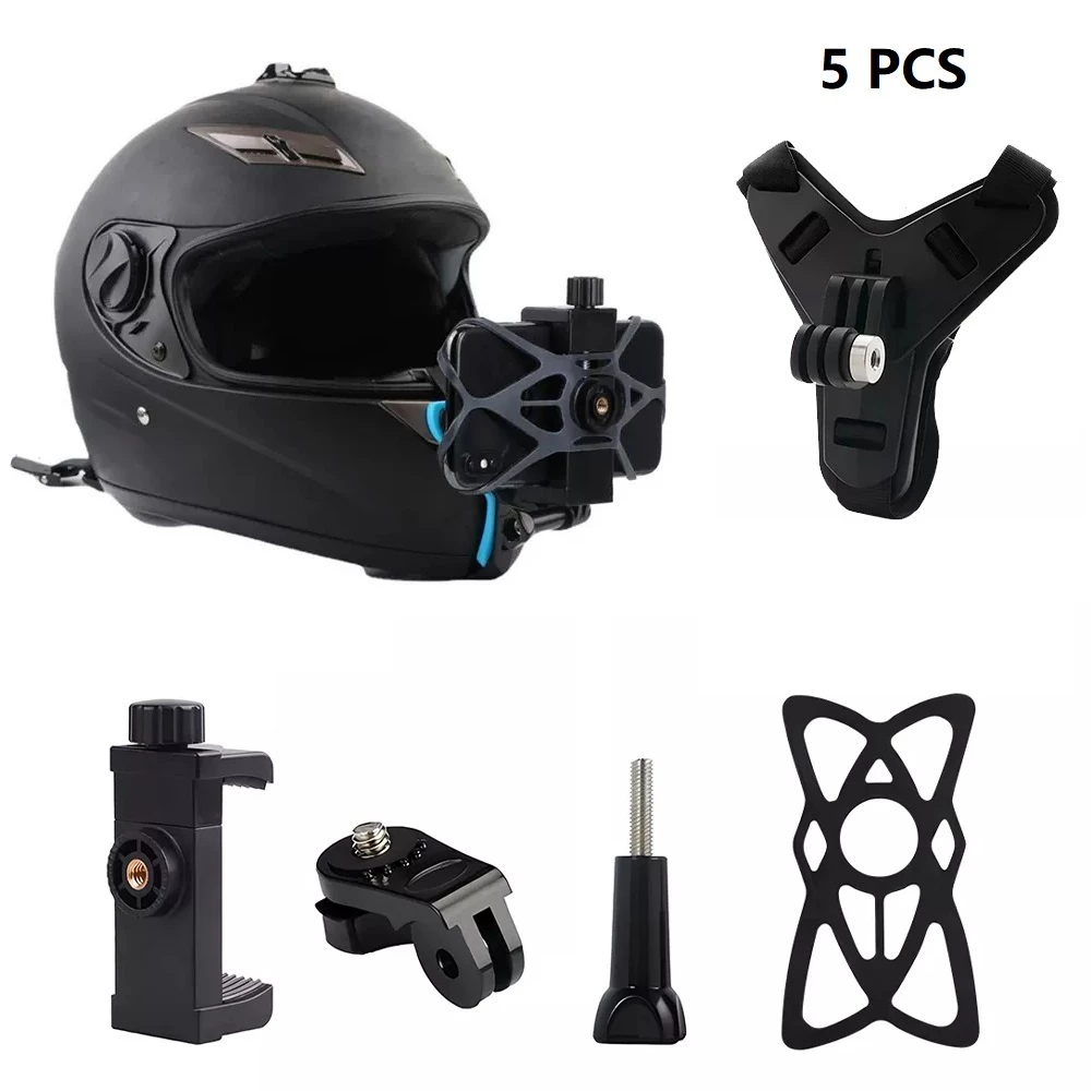 suporte de capacete para câmera de ação e celular queixo gopro sjcam