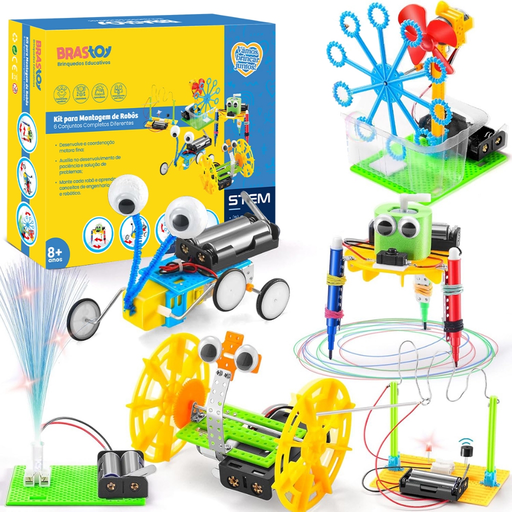 Kit de brinquedos robóticos científicos STEM 6 em 1 e 5 em 1