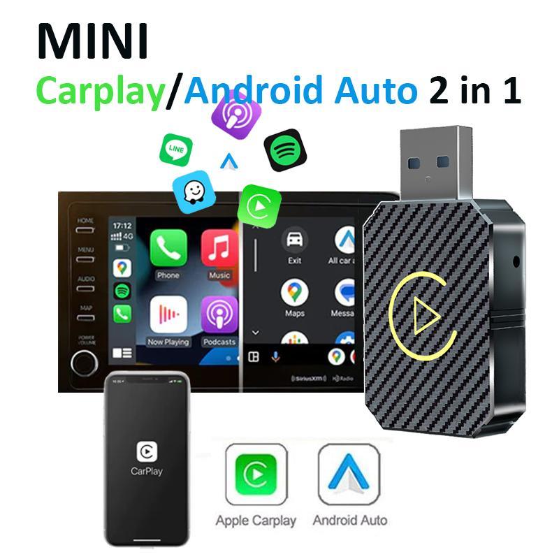 Wireless Carplay Android Auto Adapter 2 in 1 Mini Box CarPlay AI Box BT WiFi for Wired CarPlay