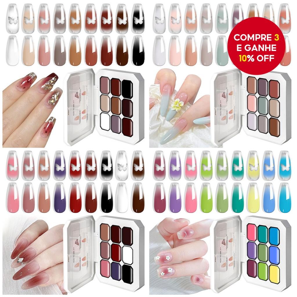 Conjunto De Paleta De Pigmentos De Esmalte 9 Em 1 Limegirl Para Design De Unhas Em Gradiente, Manicu