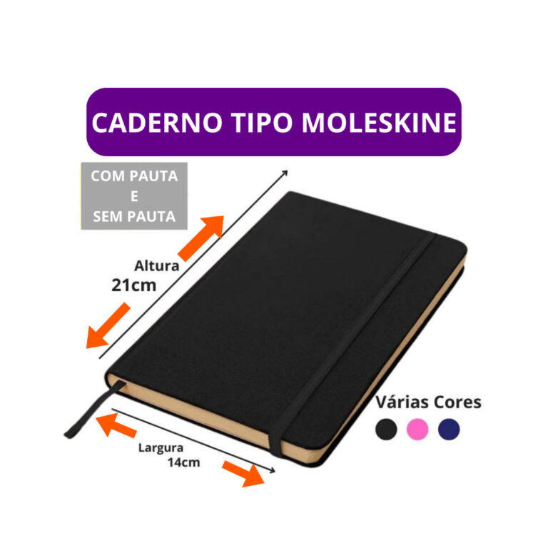 Caderno Grande Tipo Moleskine 21x14cm Caderneta Co