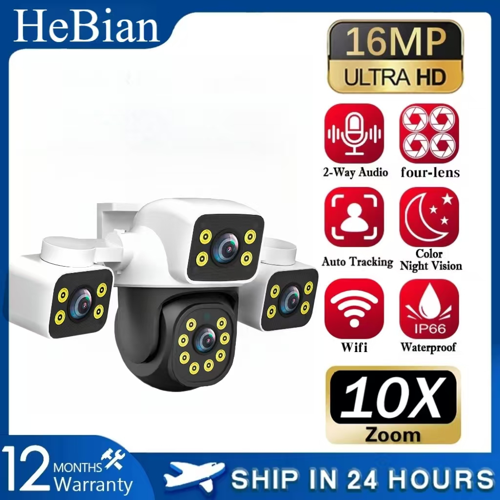 HEBIAN16MP 8K 3 Lente 10x Zoom Óptico À Prova Dágua CCTV Externo WIFI Conexão De Telefone Câmera IP