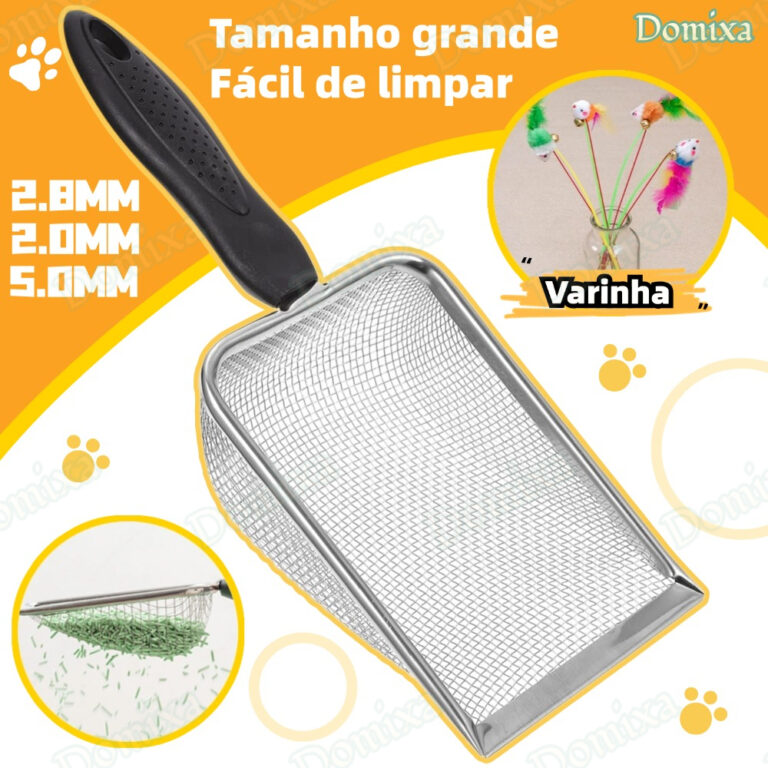 Pá de areia para gatos de aço inoxidável, adequ