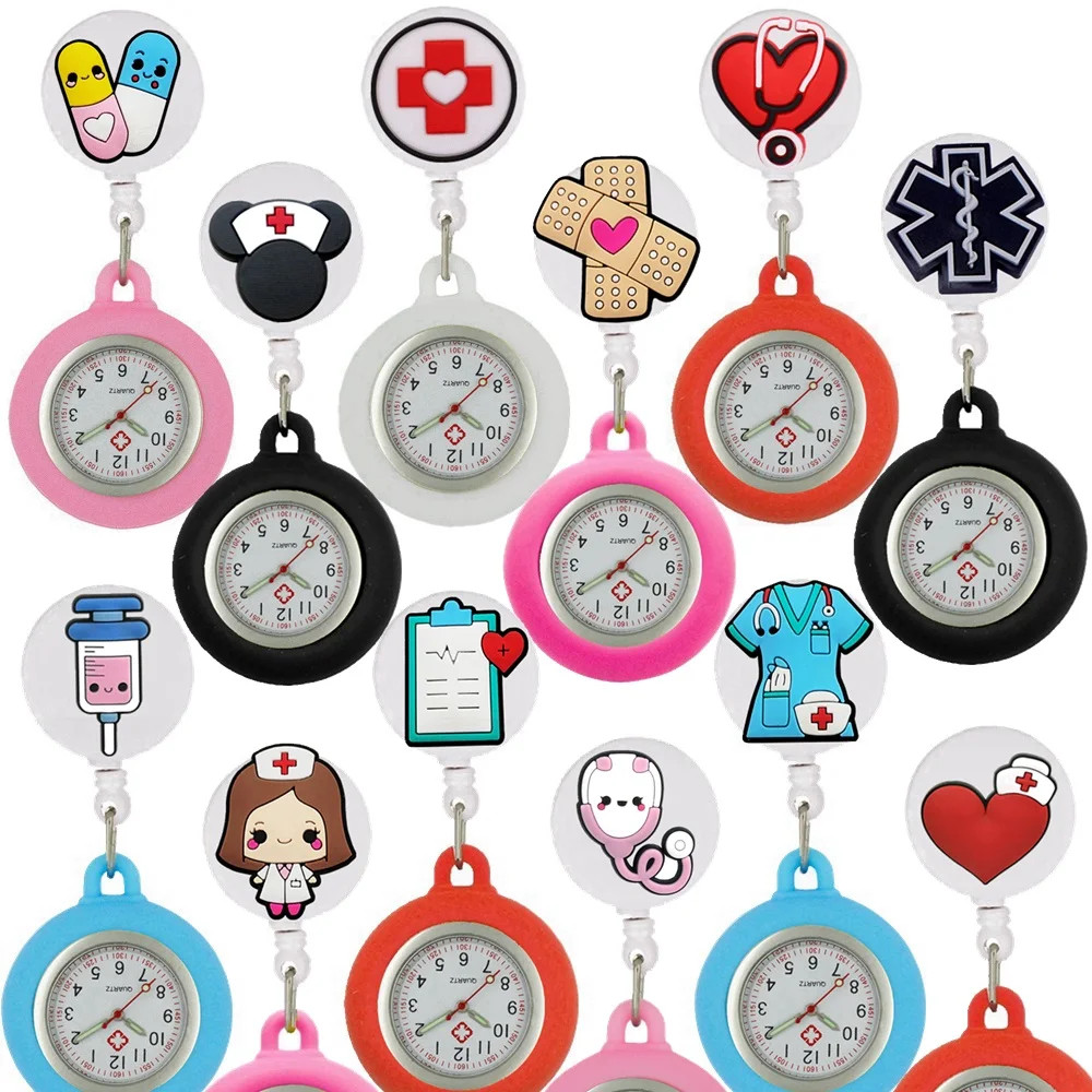 Adorável hospital Enfermeira Médico Ícones Dos Desenhos Animados fob Relógios De Bolso Acessórios De