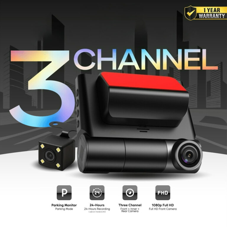ROADCAM Z3 Dashcam com 3 Canais 1080P Full HD, Fro