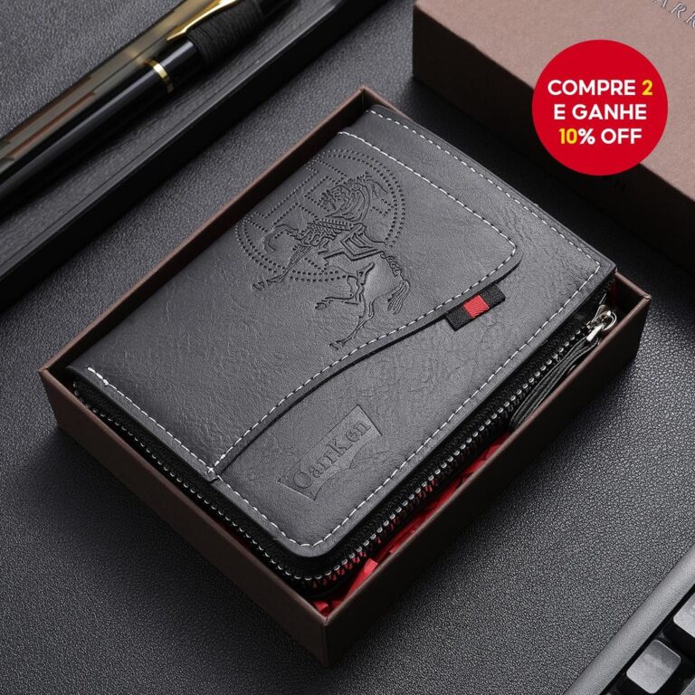 Carteira Masculina De Couro CarrKen Com Zíper Fin