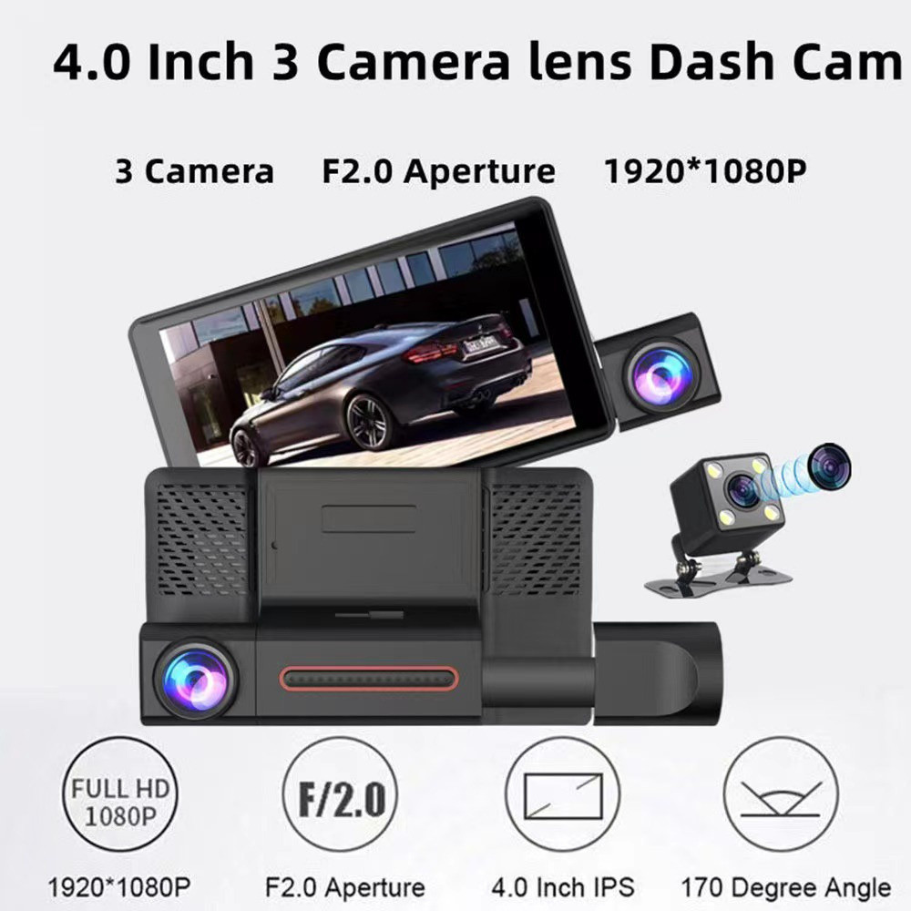[Envio em 24 Horas] SAFECAM A33 Câmera de Carro com Lente Tripla de 4 3 1080P Dashcam Câmera Veicula