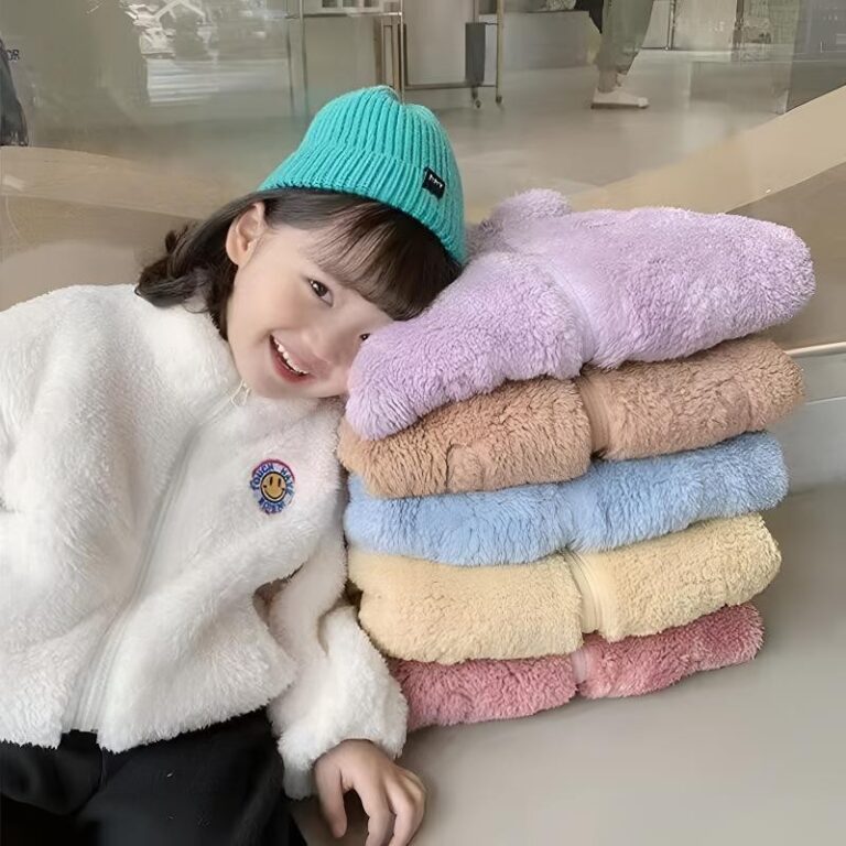 Meninas de pelúcia Cardigan jaqueta dupla face ve