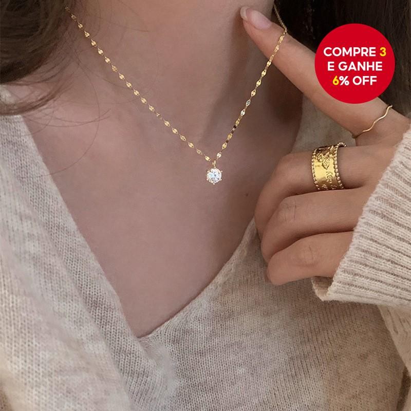Elegante Colar De Diamante Único Para Mulheres Pingente Minimalista Joias Finas