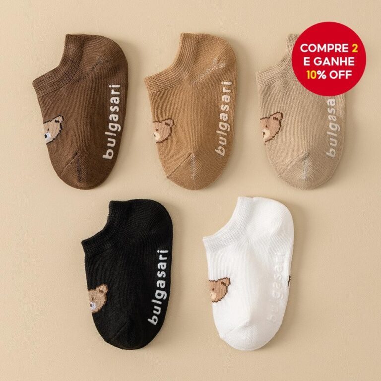 5 Pares De Meias Antiderrapantes Para Bebês Crian