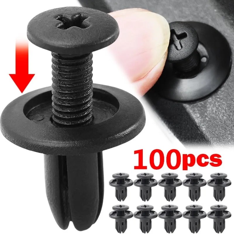 30/50/100 Pçs 8mm Rebites De Plástico Fixadores Parafuso Pára-Choques Do Carro Fender Preto Rebite C