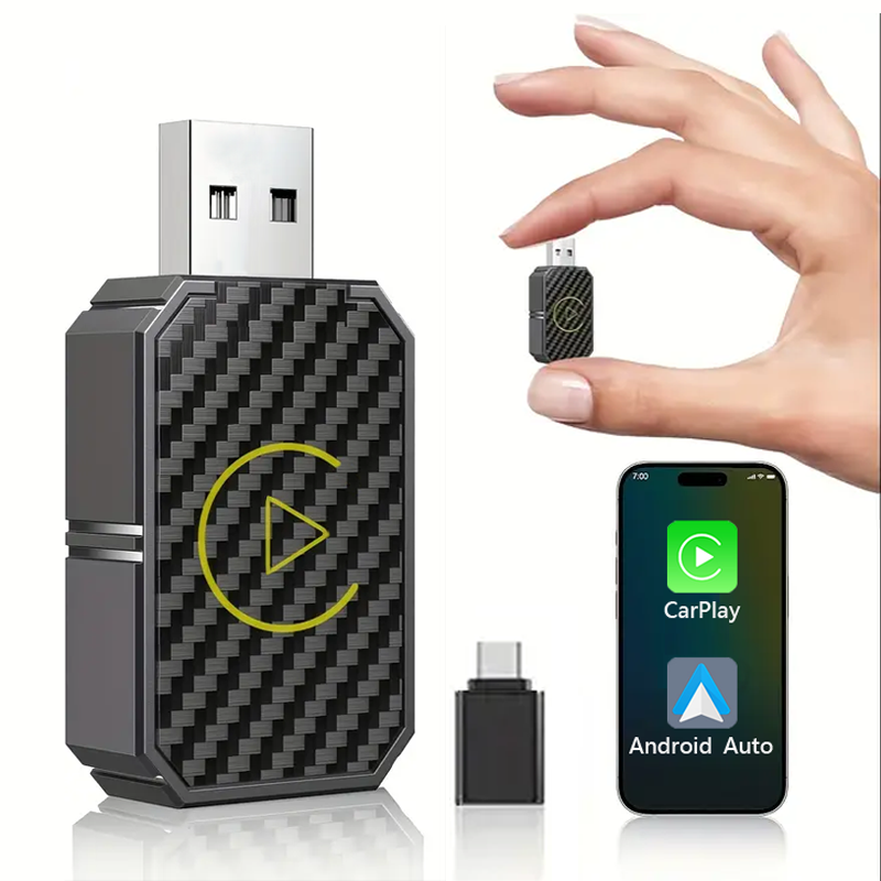 Adaptador USB 2 em 1 para CarPlay sem fio e Android Auto – Plug and Play para iPhone