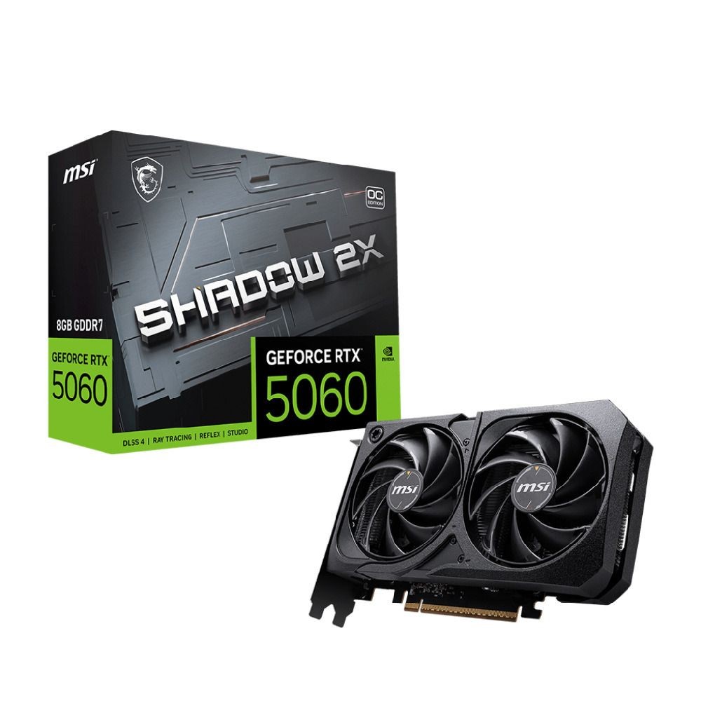 Placa de Vídeo MSI NVIDIA GeForce RTX 5060 SHADOW 2X OC, 8GB, GDDR7, 128 Bits – 912-V537-037