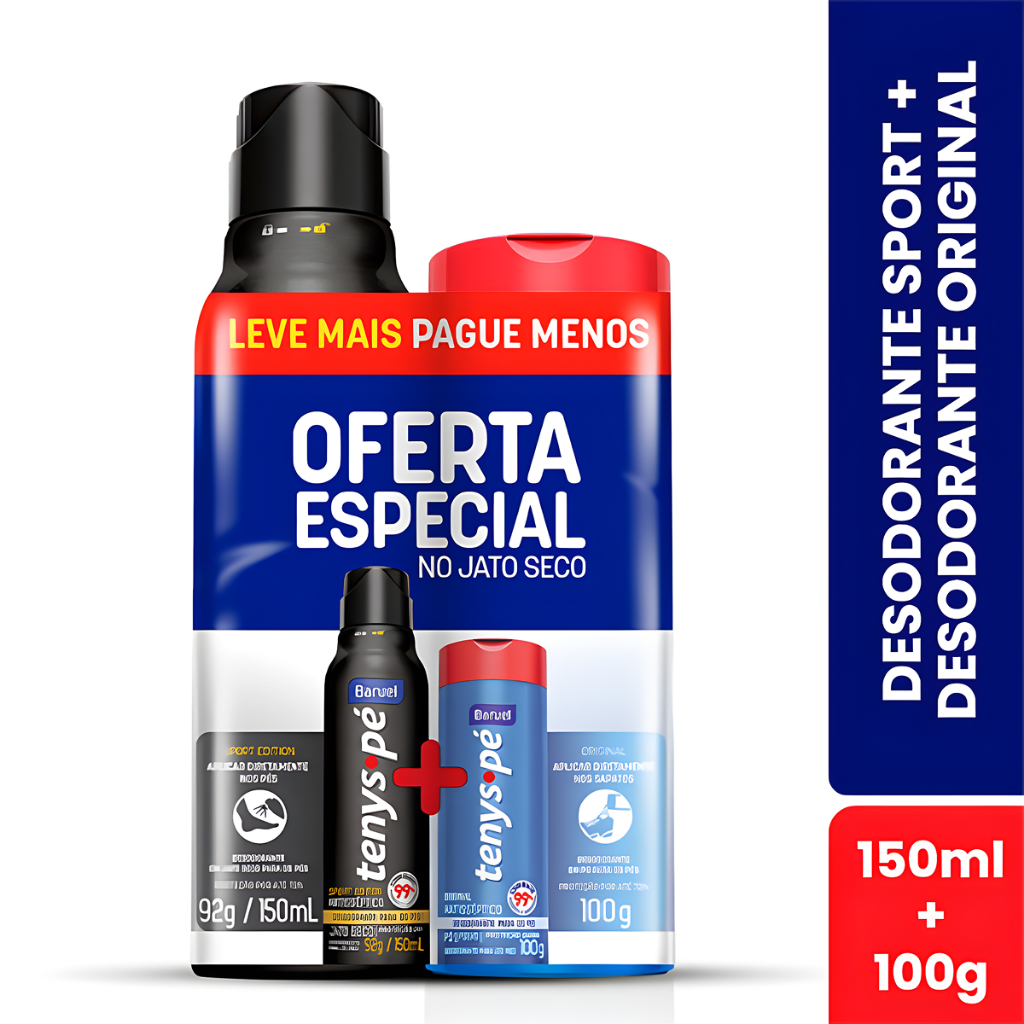 Kit Tenys Pé Baruel Desodorante Para Os Pés Sport Edition 150ml + Original 100g