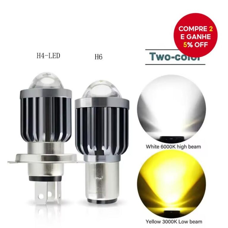 Lâmpada de moto universal H4/H6 12V LED farol alt