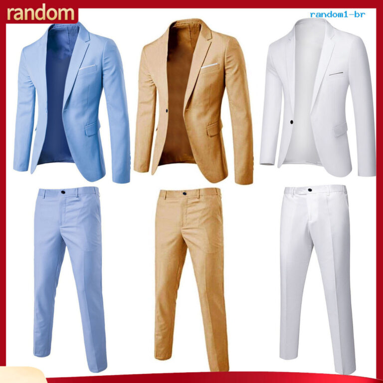 [RAN] 1 Conjunto Blazer Calças Cor Sólida Single