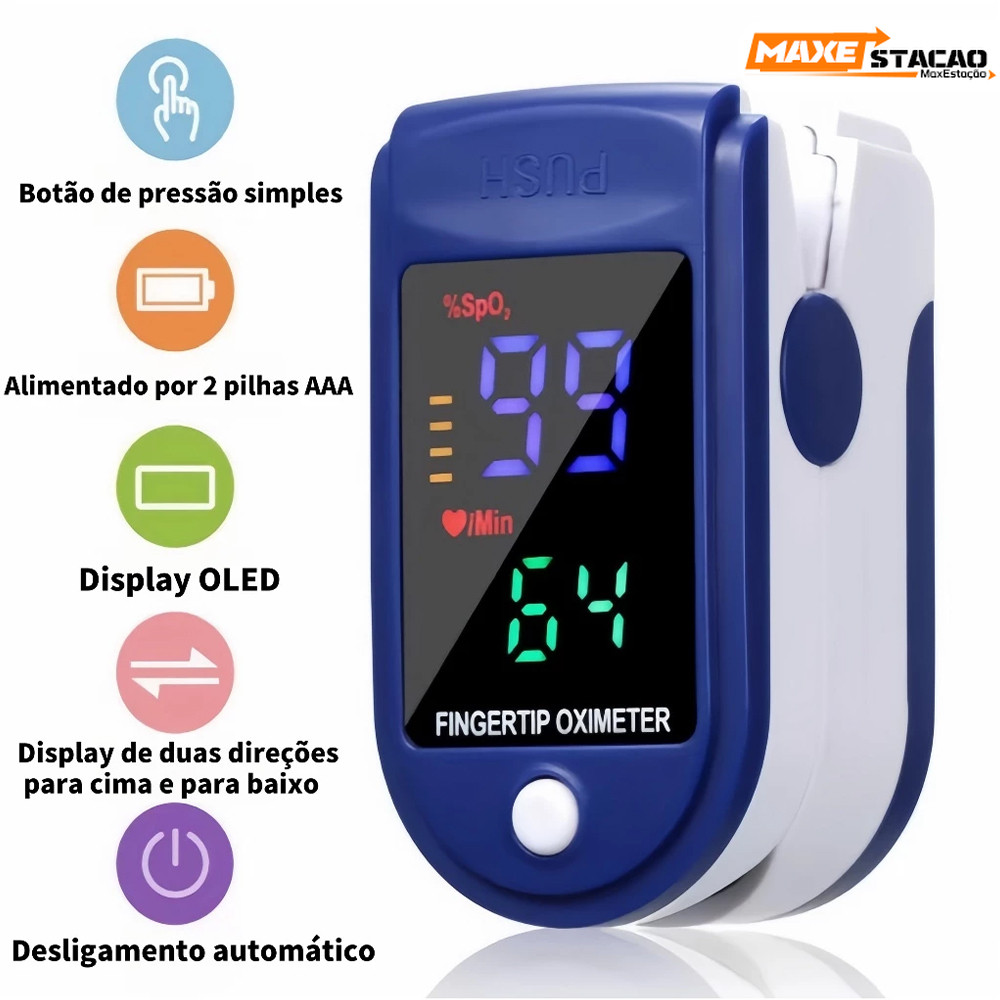 KIT2 Oxímetro de Dedo Digital – Leitor de Oxigênio e Pulso para Atividades Físicas