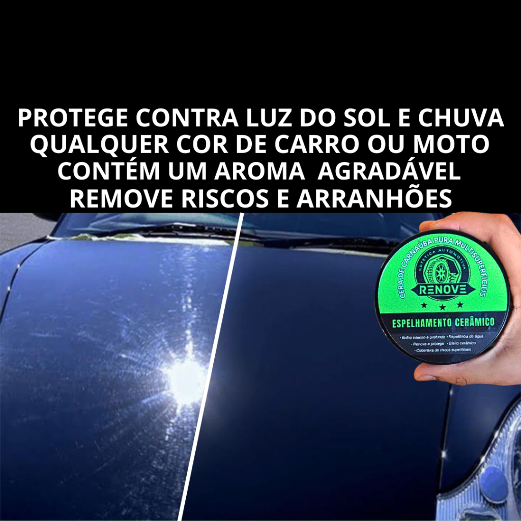 Cera Espelho Cerâmico RENOVE   Remove Riscos Superficiais, Repele Água, Proteção Sol e Chuva