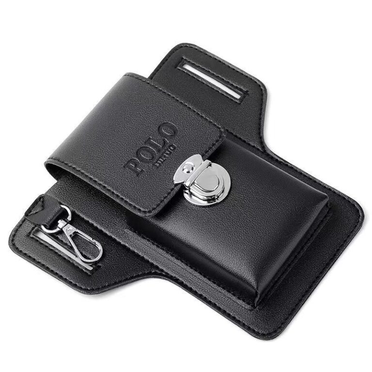 Estojo masculino para celular de couro, pochete co